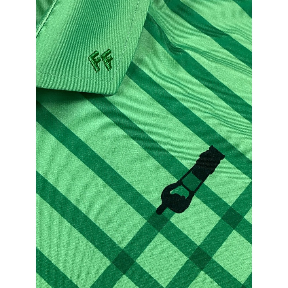 Fore Fathers Mens XXL Green Diagonal Grid Performance Golf Polo Shirt - Picture 4 of 12